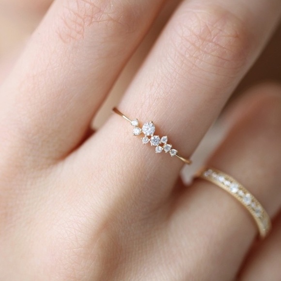 Jewelry - Dainty crystal CZ cluster gold plated ring